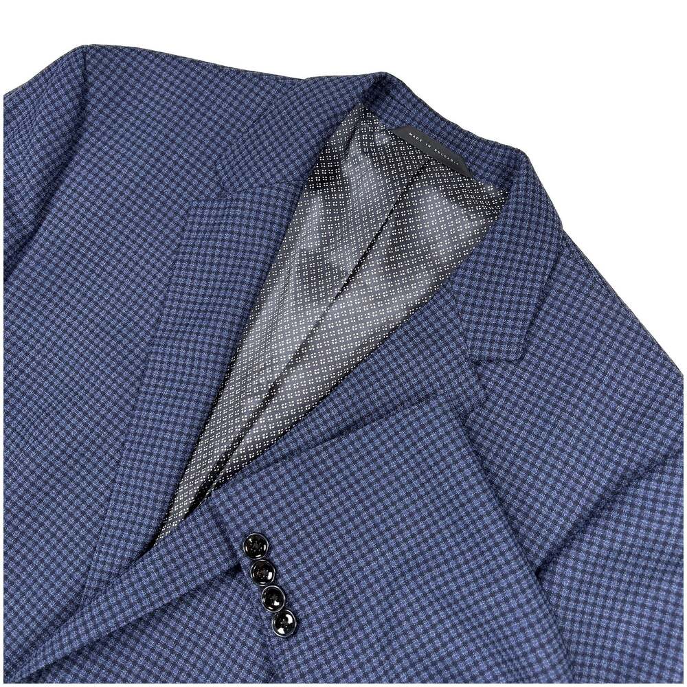 BOSS Hugo Boss Mens 40R Wool Blazer Sport Coat Blue Black Check Lanificio Tesse